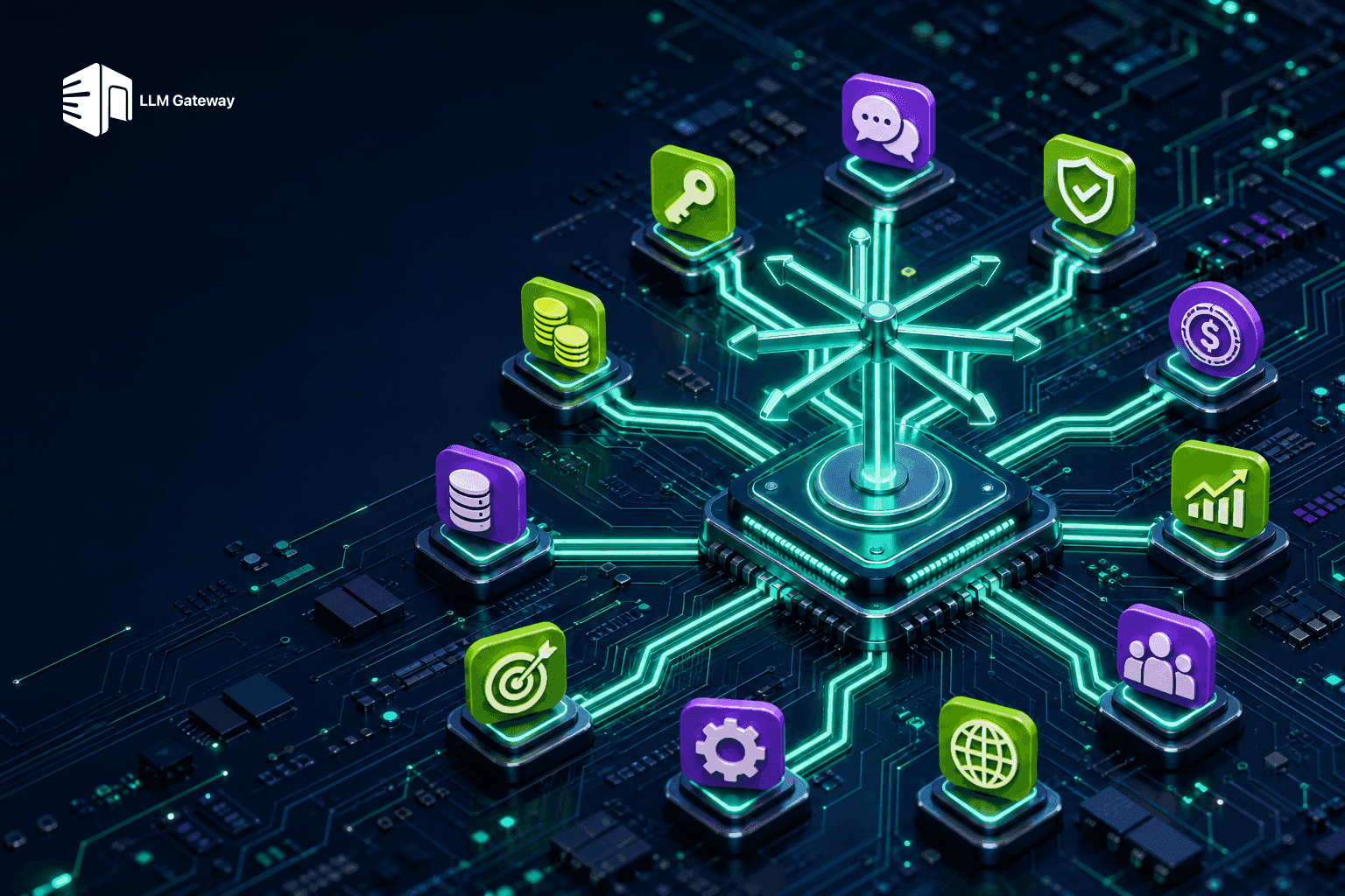 The best OpenRouter alternatives in 2026 — AI gateway routes branching from a central hub on a circuit board