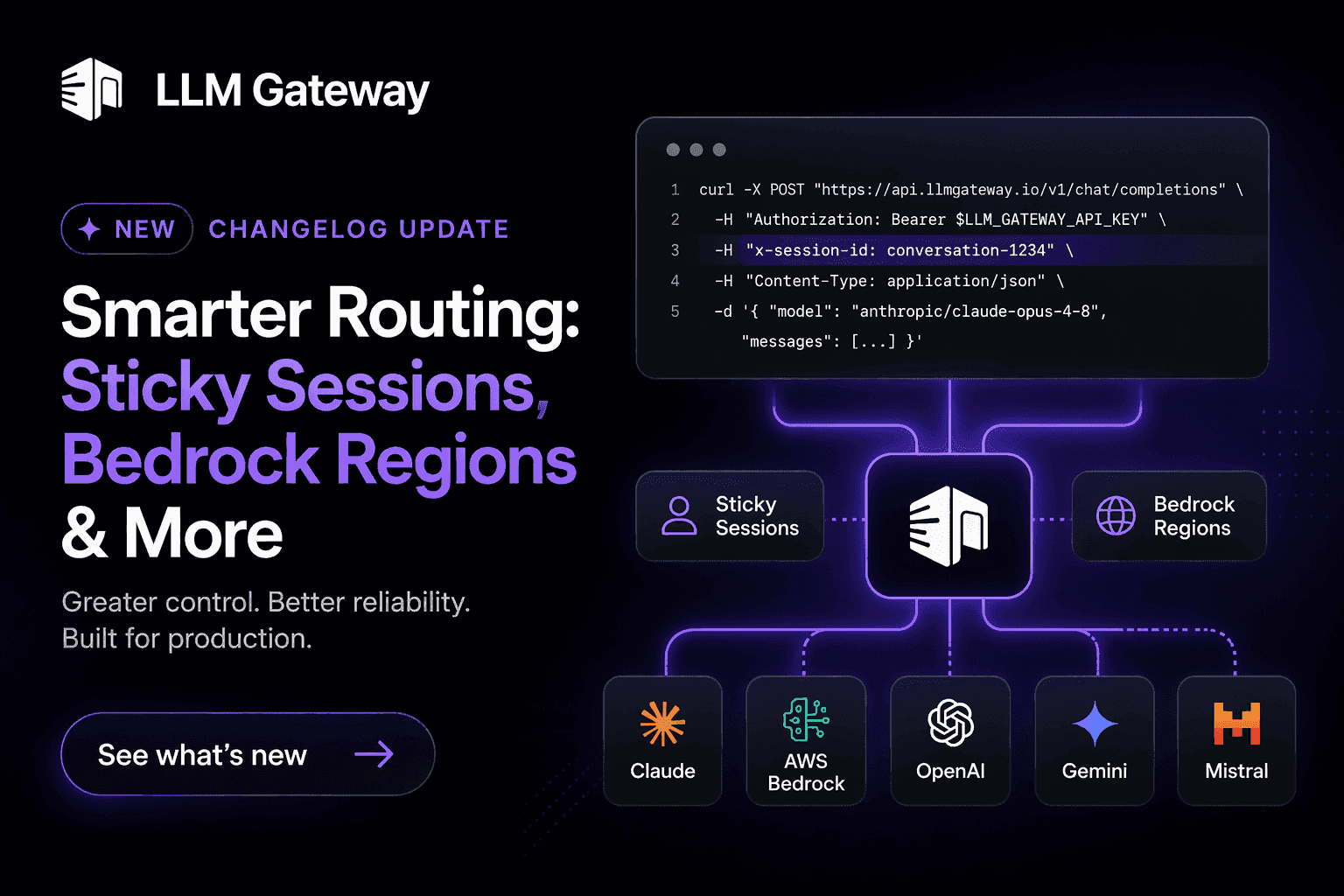 Smarter routing on LLM Gateway: sticky sessions, Bedrock regions and more