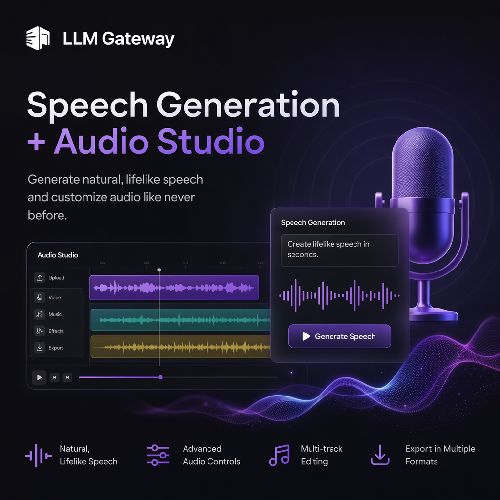 Audio Studio in the LLM Gateway Playground with multi-track speech generation
